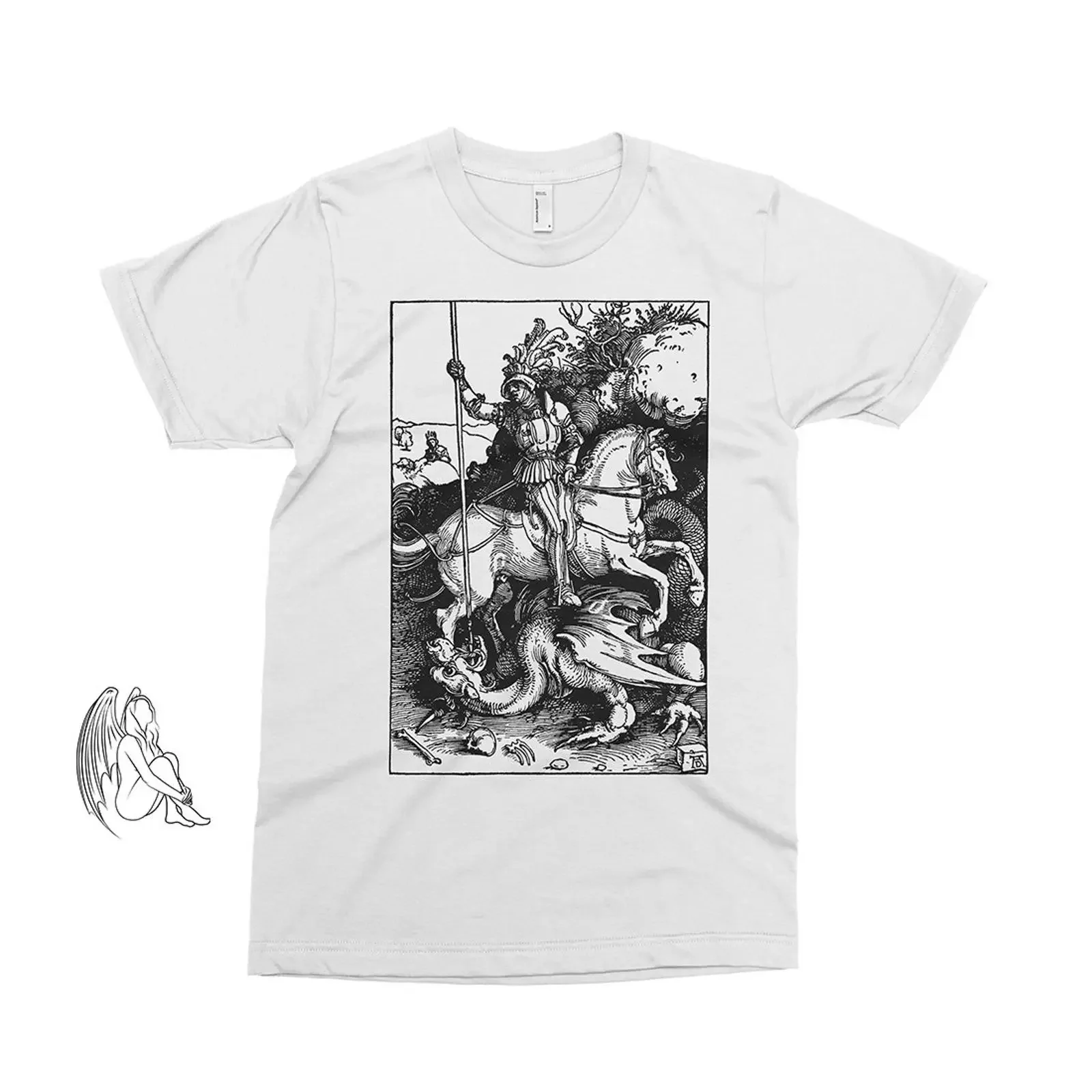 Saint George Albrecht Durer T shirt Dürer Art Woodcut Apocalypse Engraving Dore Cute  vintage Washed designer clothes homme