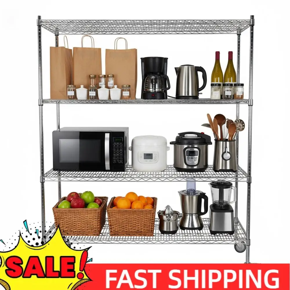 

5-Tier 70.87x59.76x23.98in Metal Wire Shelving with Wheels Standing Shelving Unit for Warehouse Garage Hospital Commercial Space