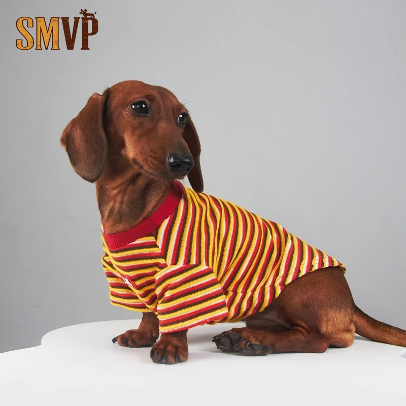 

Летняя дышащая футболка с контрастными цветами и полосками для питомцев: теплая и яркая одежда для котят и маленьких/средних собак