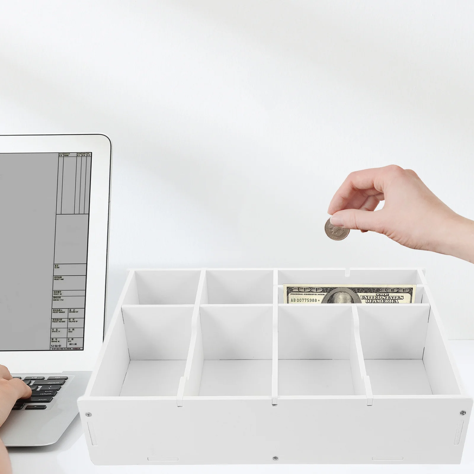 

Drawer Organizer With Compartments Wooden Desktop Storage Box For Office Desk Bathroom Makeup Stationery Coins Small Items