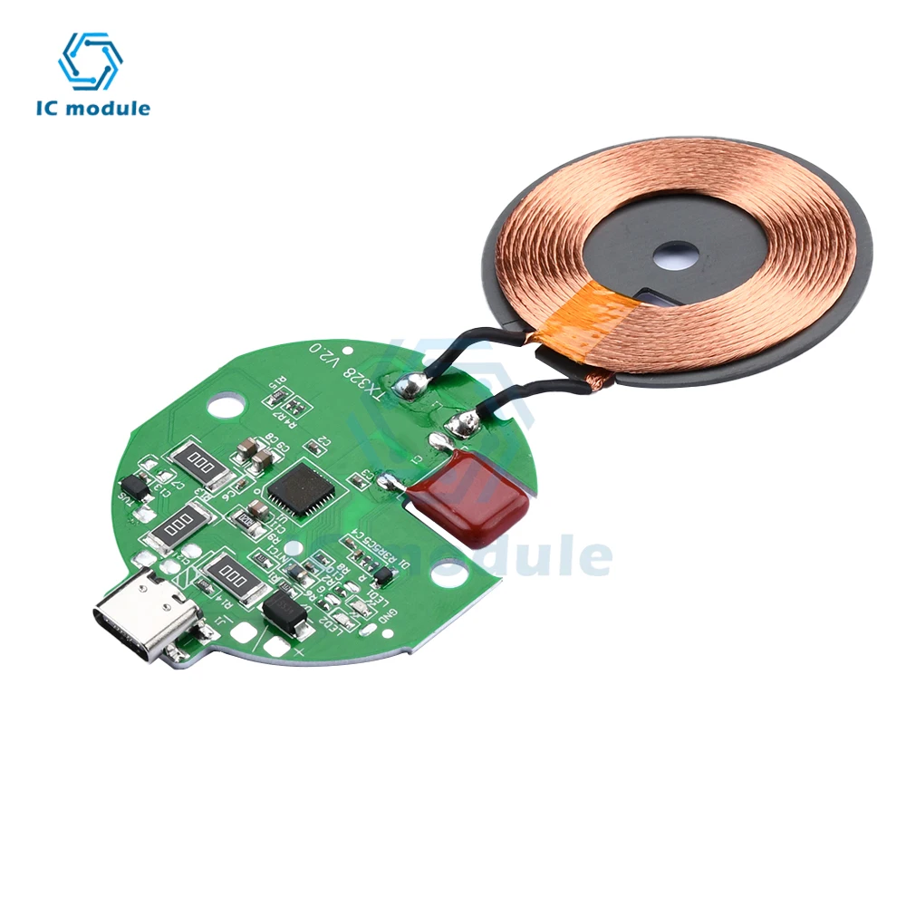 DC 5-12V 15W High Power Wireless Charger Transmitter Module Type C Fast Charging Circuit Board 5V/9V/12V for Mobile Phone