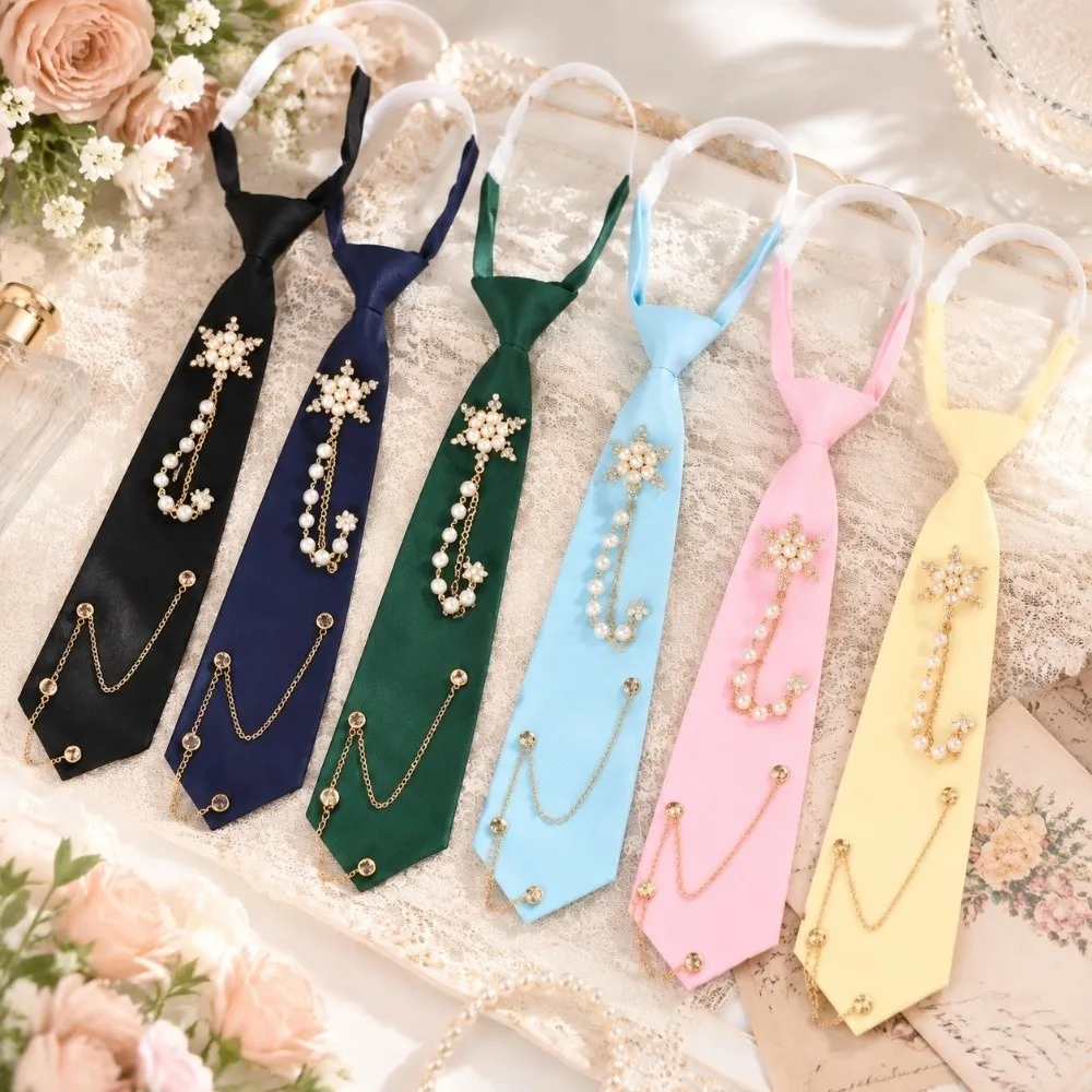 Durable Lightweight Pre-tied Necktie No Knot Pre-tied Chain Necktie Chain Decor Bow Shape JK Academy Style Necktie Party Styling
