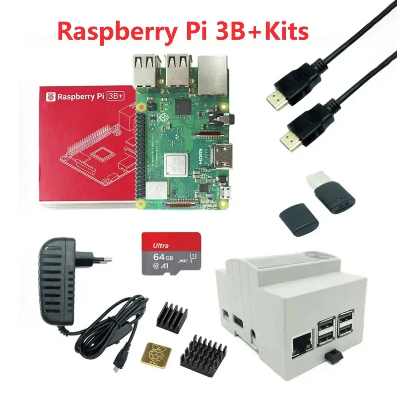 

Raspberry Pi 3 Model B Board 3B Plus ABS Case Heatsink Optional Power Supply With WiFi BT Gigabit Ethernet PoE