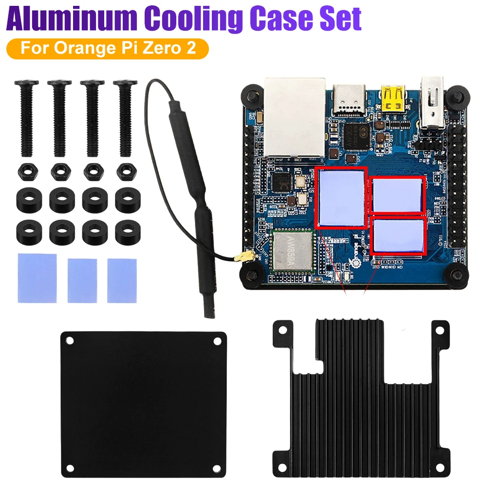 

For Orange Pi Zero 2 Aluminum Case Set Metal Shell Passive Cooling Heat Sink Enclosure Kit For Orange Pi Zero 2 Accessories