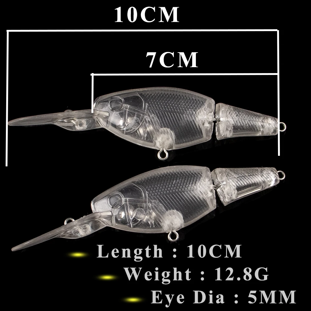 AYWFISH Lifelike Action Unpainted Swimbait Blank Floating Segments Fishing Lure 10CM 12.8G Minnow Swimbait DIY Body 30PCS / LOT
