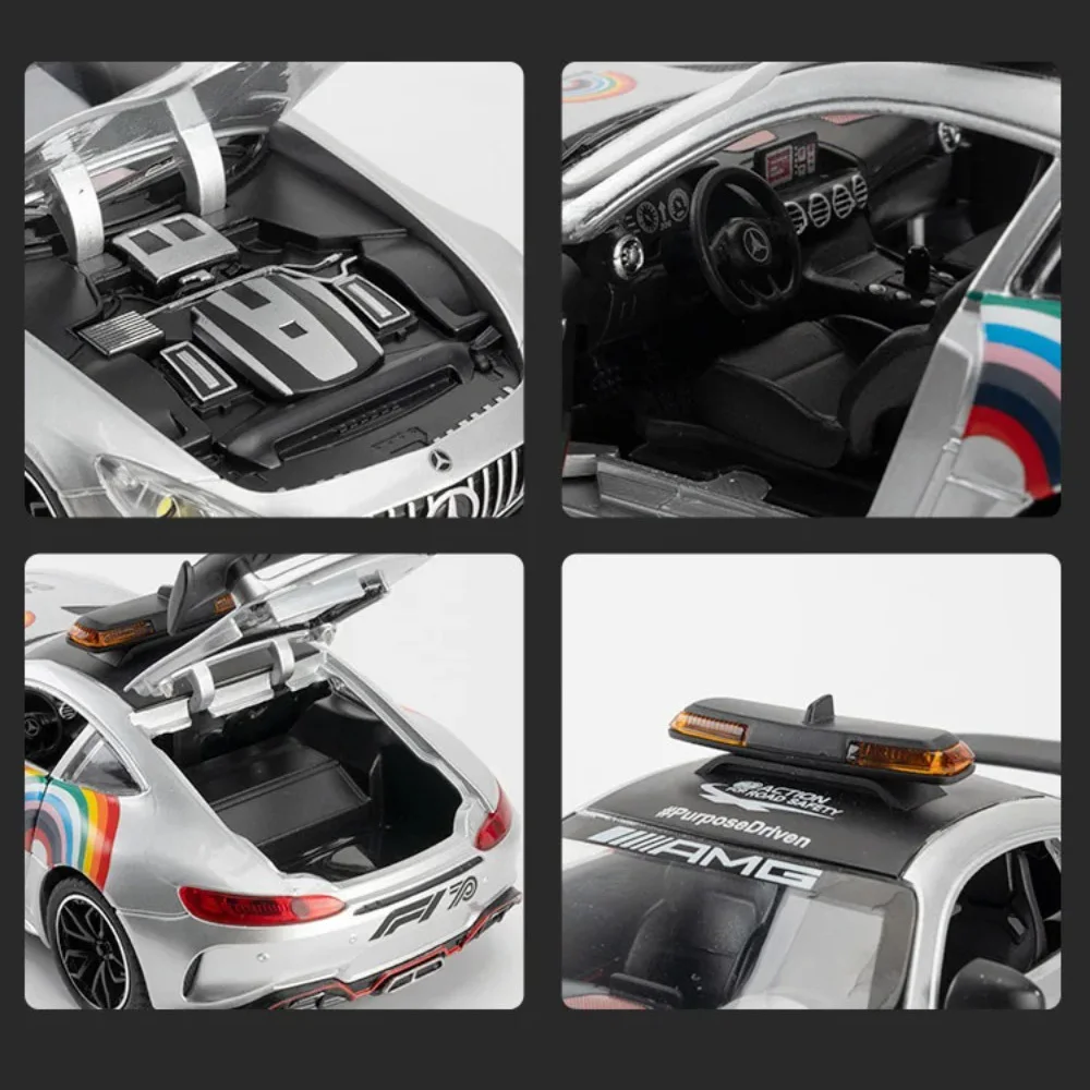 Voitures de sécurité GTR F1 en alliage 1:24, Vision GT, modèles moulés sous pression, véhicules sonores et lumineux, portes ouvertes, jouets éducatifs pour enfants