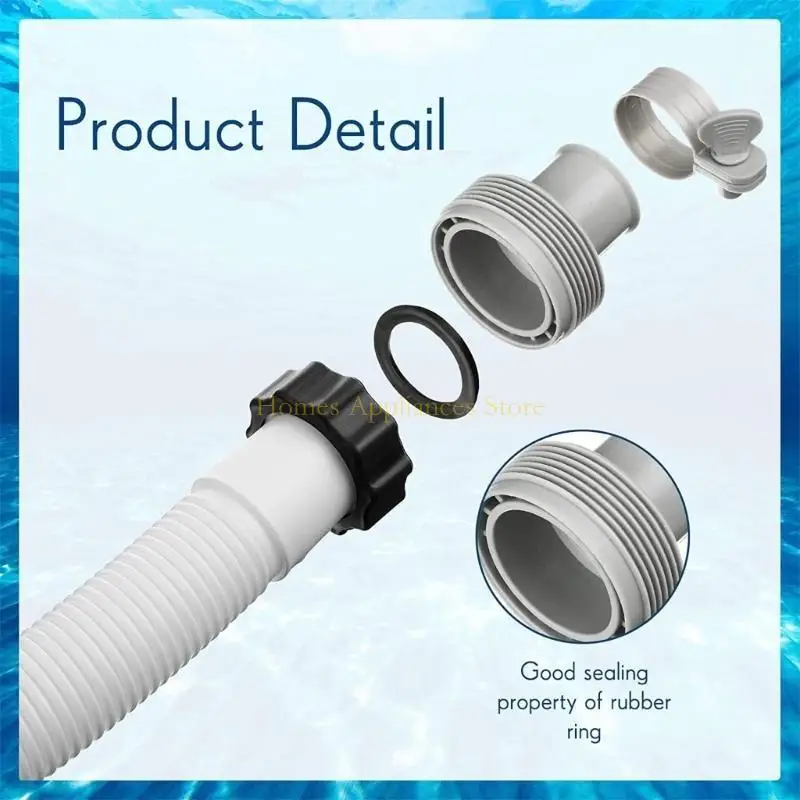 Tuyau pompe piscine D0AB 59 po avec adaptateurs pour les systèmes automatiques piscine en eau salée