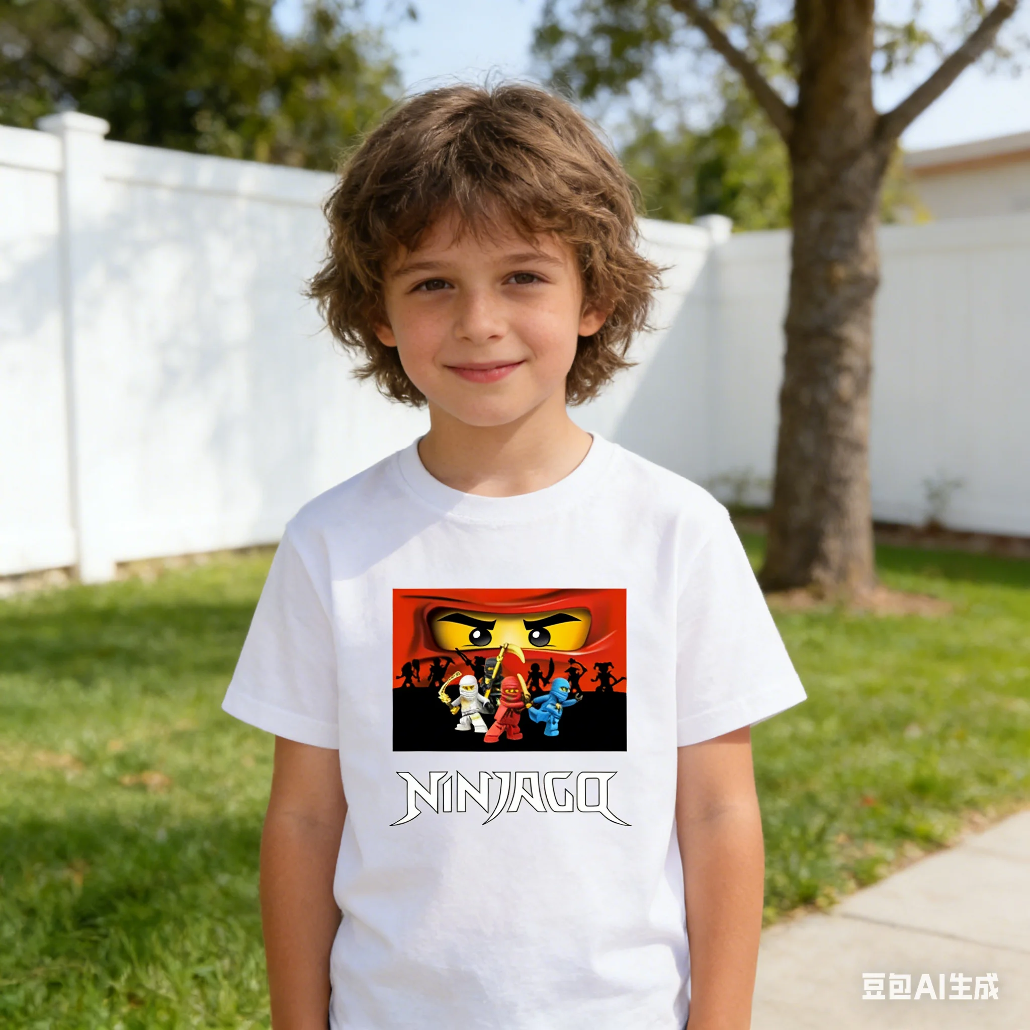 N-Ninjago P-Phantom Ninja T-Shirt Multiple Sizes Digital Print Lego Ninja Anime Cotton Blend Summer Short Sleeve Boy Girl - view 2