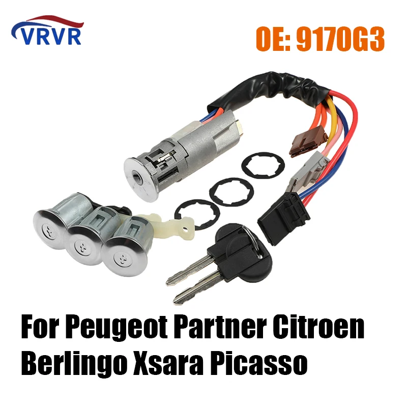 9170G3 252522 5 pcs/ set Door Lock Barrel Set With Keys Look Cylinder For Peugeot Partner Citroen Berlingo Xsara Picasso