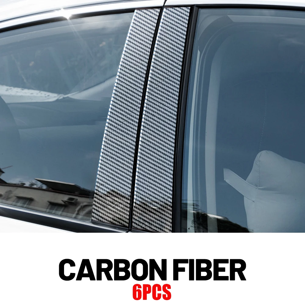 For VW Fox 2013-2020 2014 2015 2016 2017 2018 2019 Carbon Fiber Window Door Column Deal B C Pillar Post Cover Trim Sticker