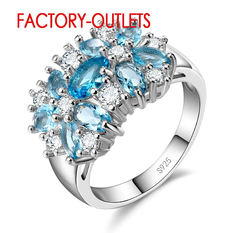 Genuine 925 Sterling Silver Engagement Ring Fashion Jewelry Trendy Style Cubic Zirconia Prong Setting Women Girls Wholesale