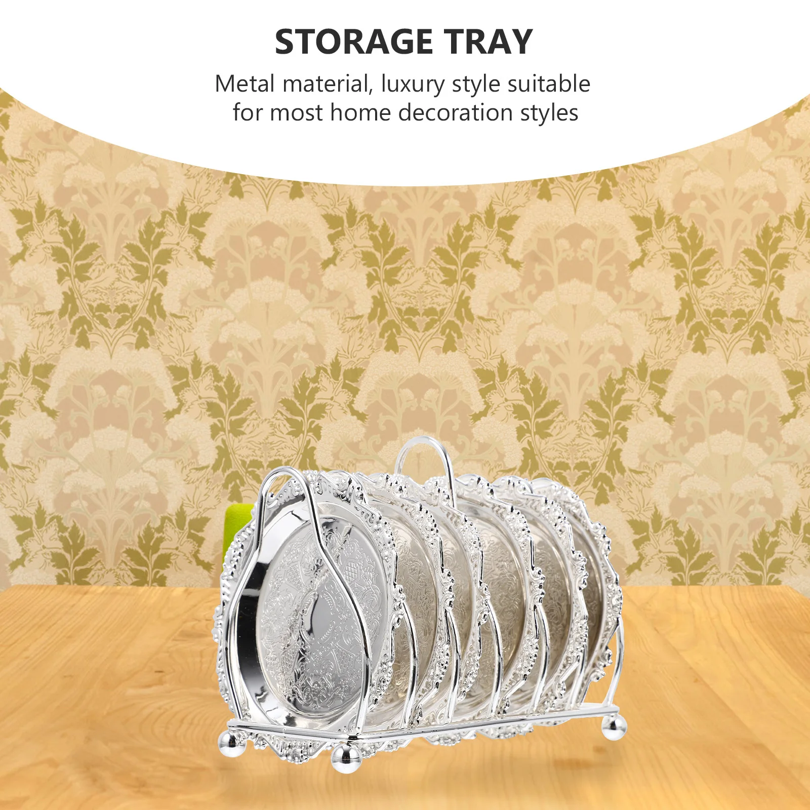 

1 Set Snack Tray Set Large Capacity Metal Leaf Shape Food Serving Dish For Fruit Cereal Desserts Silver Storage Tray Household