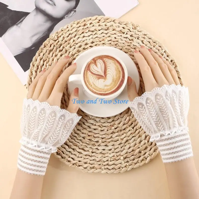 HX6F 2Pieces Breathable Wrist Cuffs Decorative Faux Arm Sleeves For Photographers