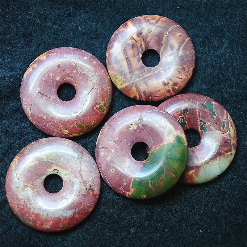 2PCS Nature Picaso Stone Pendants DIY Fashions Jewelry Findings Size 30MM 35MM Donut Shape Free Shipping