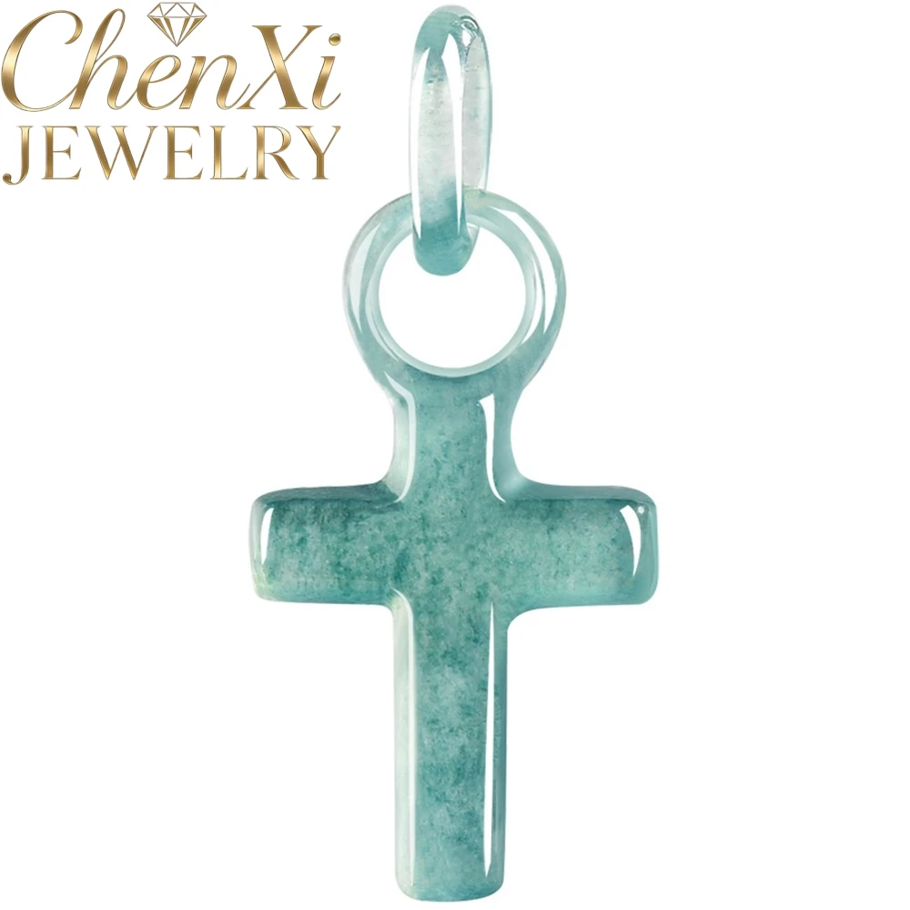 

High-End Simple Natural A-Grade Ice-Grade Jadeite Blue Water Cross Best Selling Fine Jewelry Gift Amulet For Good Luck Protectio