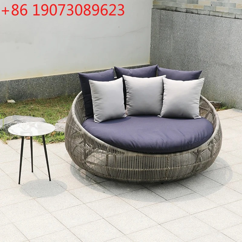 

Outdoor Rattan Lounge Leisure Round Bed For Balcony Courtyard Swimming Pool
