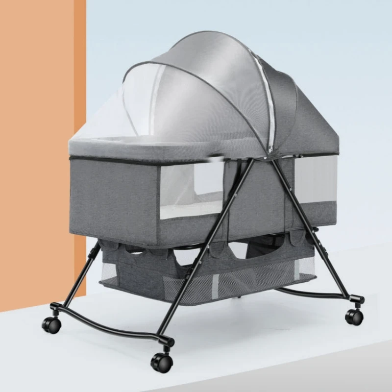 Baby crib Multi-functional splicing queen bed Comfortable folding mobile portable outdoor baby cradle bed