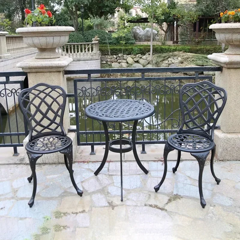 Garden small tables and chairs Balcony tables and chairs Three-piece set One table and two chairs Outdoor cast aluminum