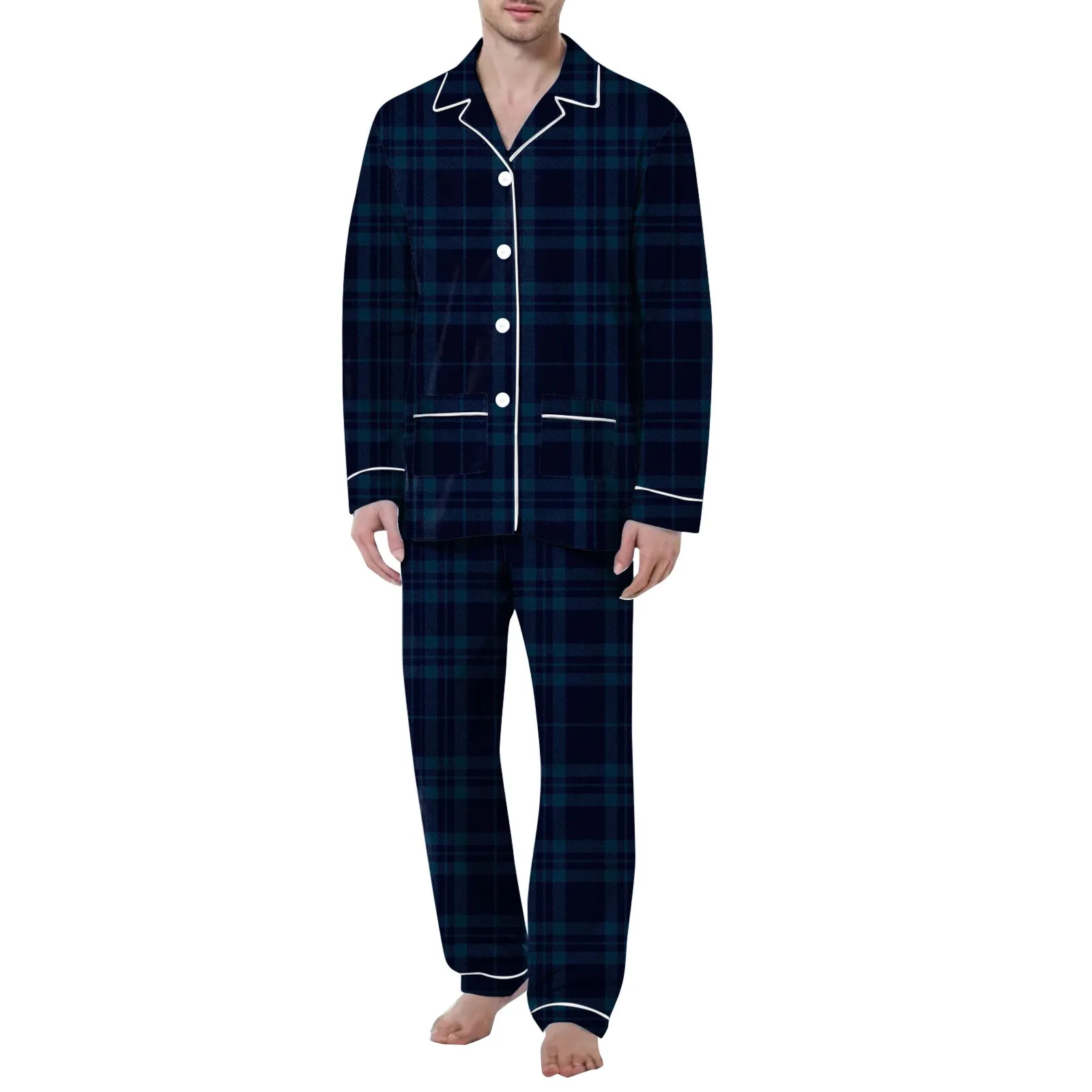 

New Men's 2-Piece Pajamas Homewear Men's Spring And Autumn Large Size Thin Section Of Autumn And Winter Leisure Homewear