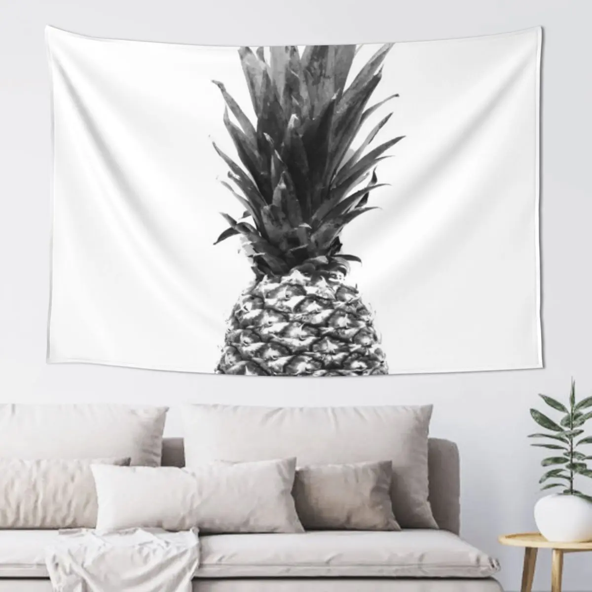 

Pineapple - Black and White Photo Tapestry Kawaii Room Decor Carpet On The Wall Tapestry