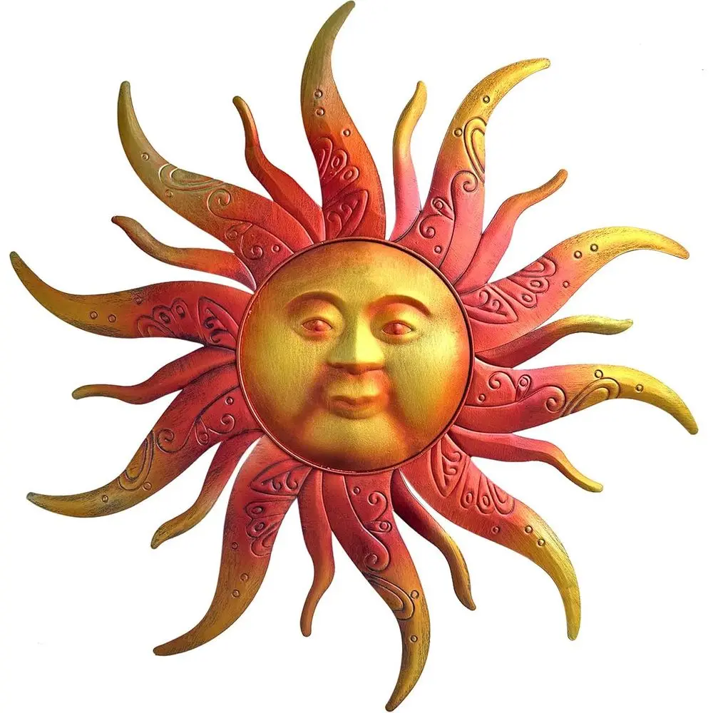 Large Metal Sun Wall Art Decor - 23.6 Inches Rustic Retro Hanging Decoration or Indoor Outdoor, Home Garden armhouse Yard Patio