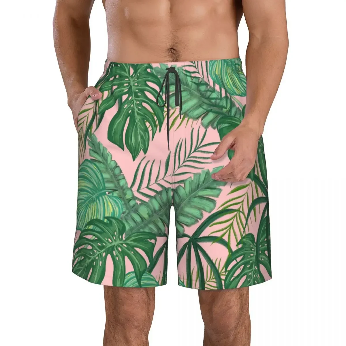 Tropical Green Leaves Quick Dry Swimming Shorts For Men Swimwear Swimsuit Swim Trunk Bathing Beach Wear