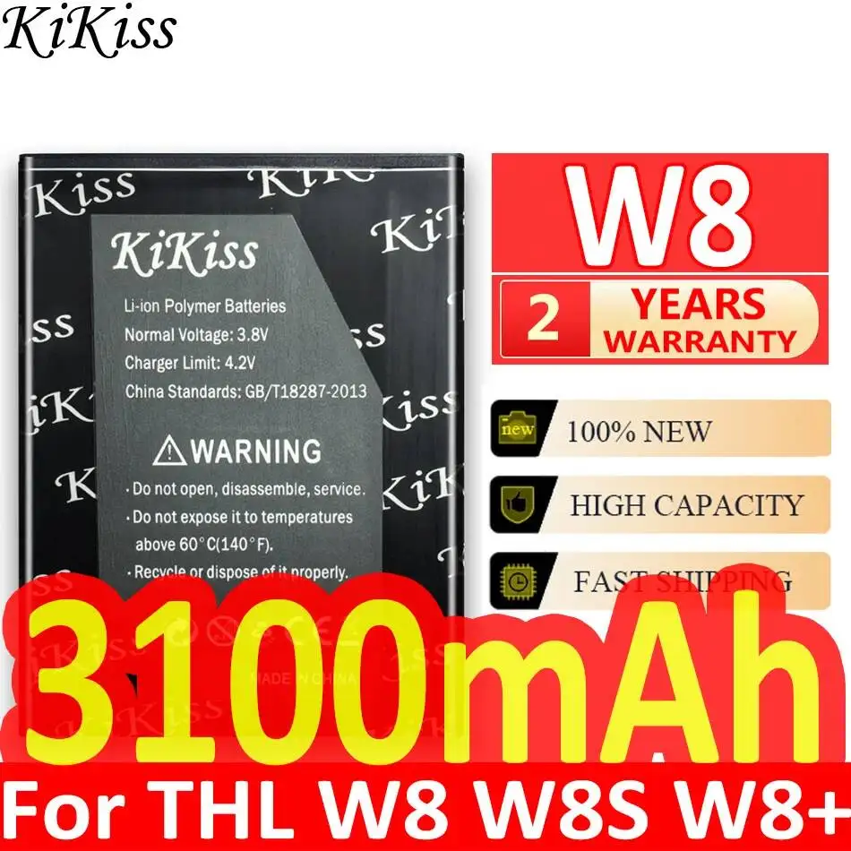 Аккумулятор для мобильного телефона THL W8, W8S, W8+ с отличной работой при низких температурах, долговечный, 3100 мАч