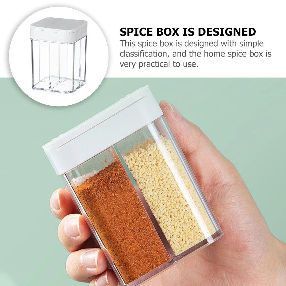 

2pcs Compartment Spice Reusable Seasoning Holder Salt Box For Kitchen Space Saving Flavoring Container 4 Tubes Condiment Box