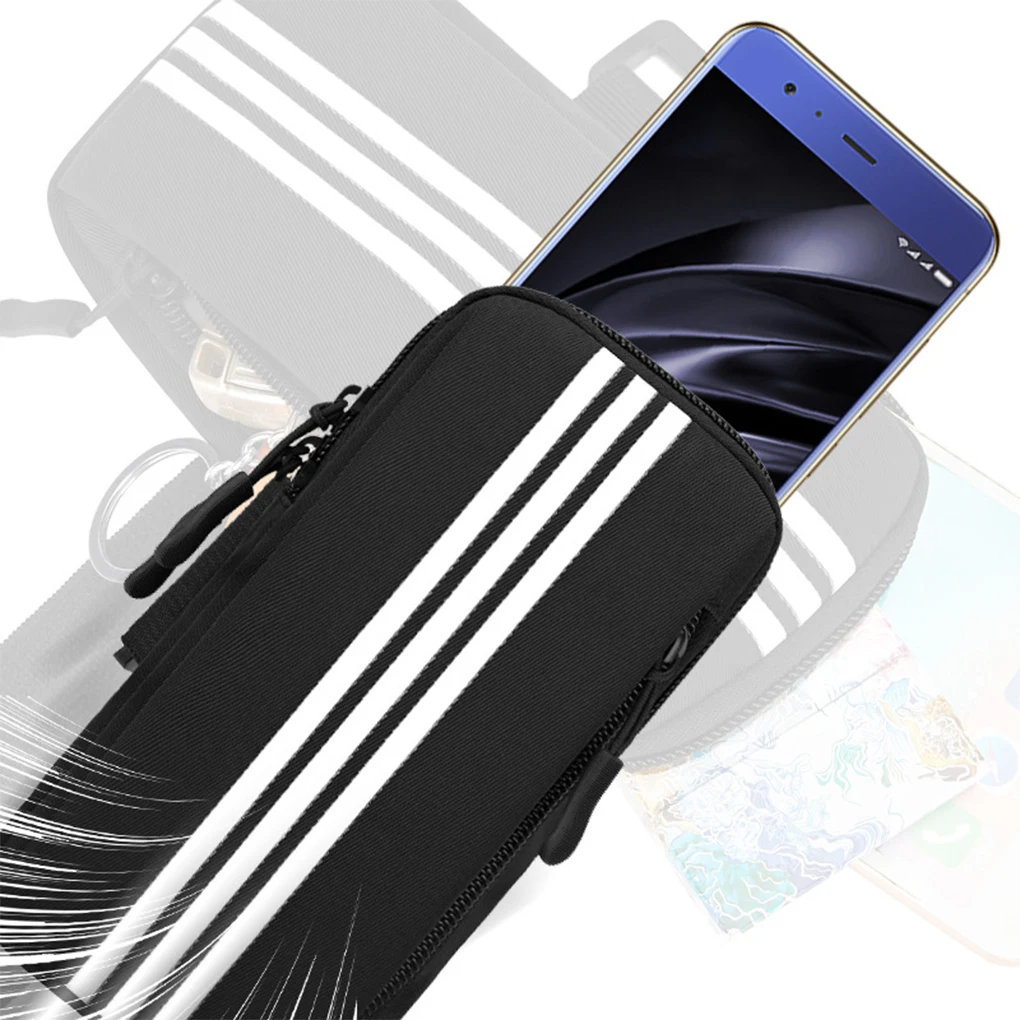 Unisex Zipper Closure Mobile Phone Arm Bag Hiking Traveling Jogging Adjustable Storage Pouch Fitness Workout Holder