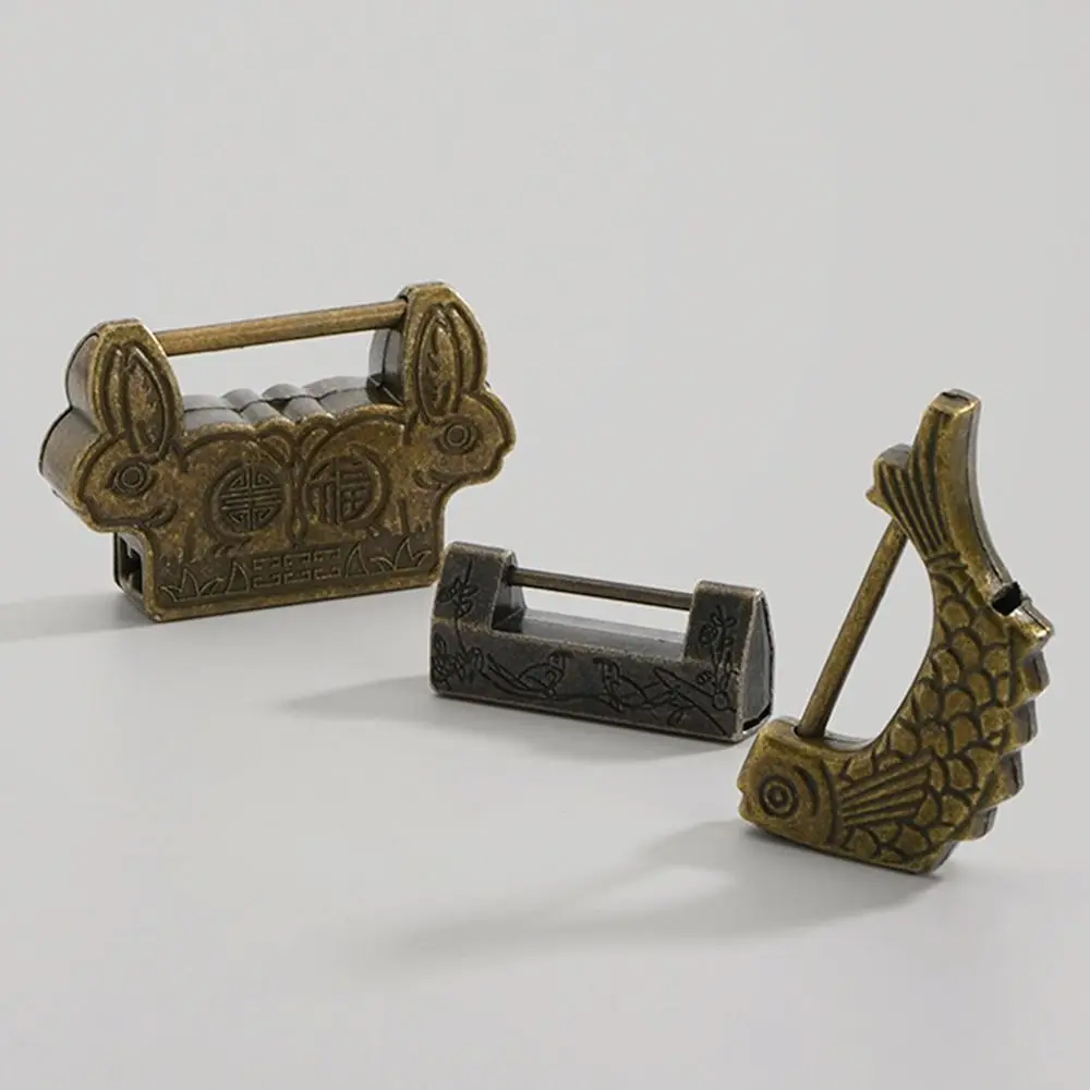 Decorative Zinc Alloy Vintage Lock Antique Retro Small Lock Head Mini Bronze Lock Jewelry Storage Box