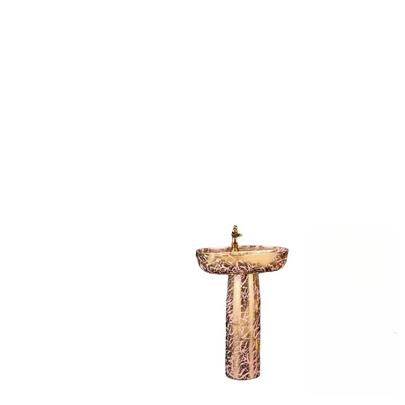 

Light luxury gold column basin small apartment bathroom washbasin home hotel homestay integrated floor type