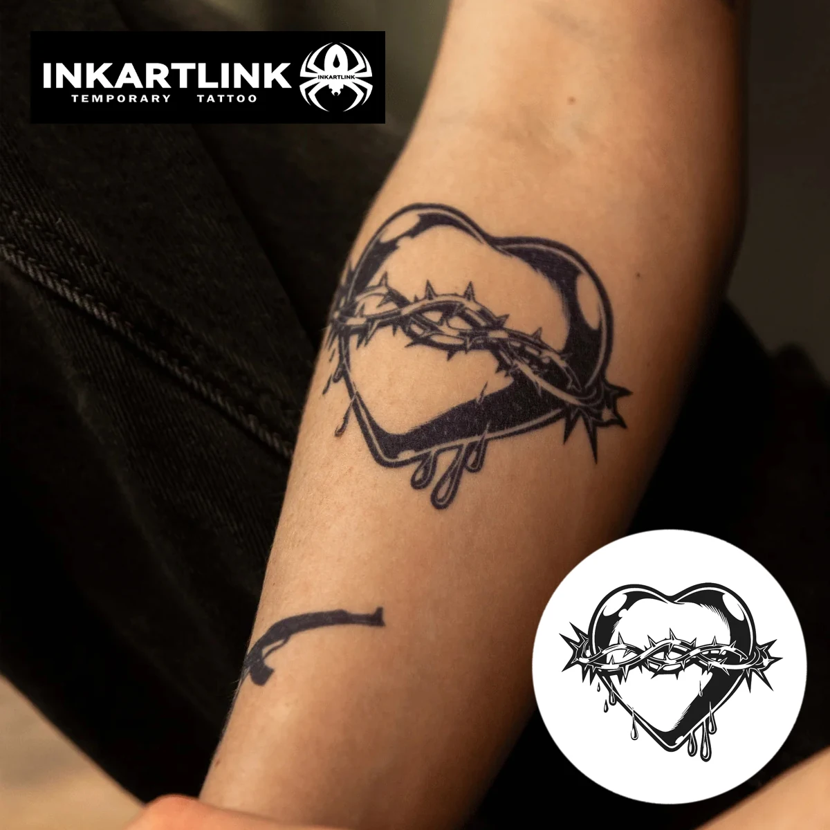 وشم مؤقت على شكل قلب شوكة، آخر حتى 15 يومًا، ملصق سحري شبه دائم مقاوم للماء بتقنية جديدة.