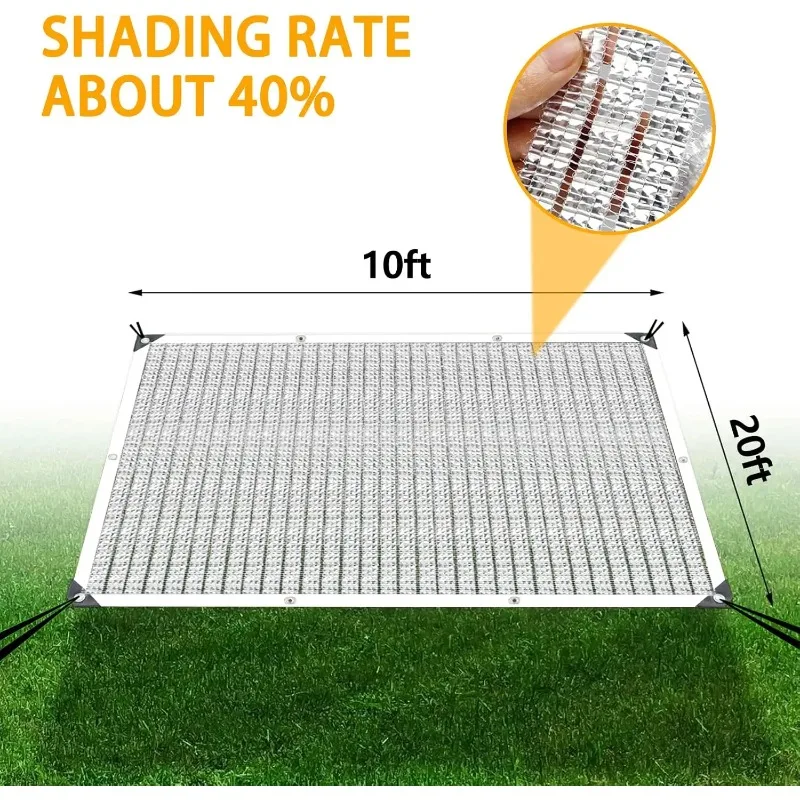 الأثاث. قماش تظليل الألومنيوم للسيارة، قماش تظليل الشمس عاكس 90% لحديقة الفناء العريشة غطاء الظل الأشرعة فضي متين #5
