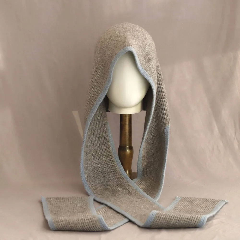 2025 New Winter Balaclava Hat Scarf for Women Knitted Hooded Caps Outdoor Warm One-Piece Neck Collar Beanies Hats for Girls
