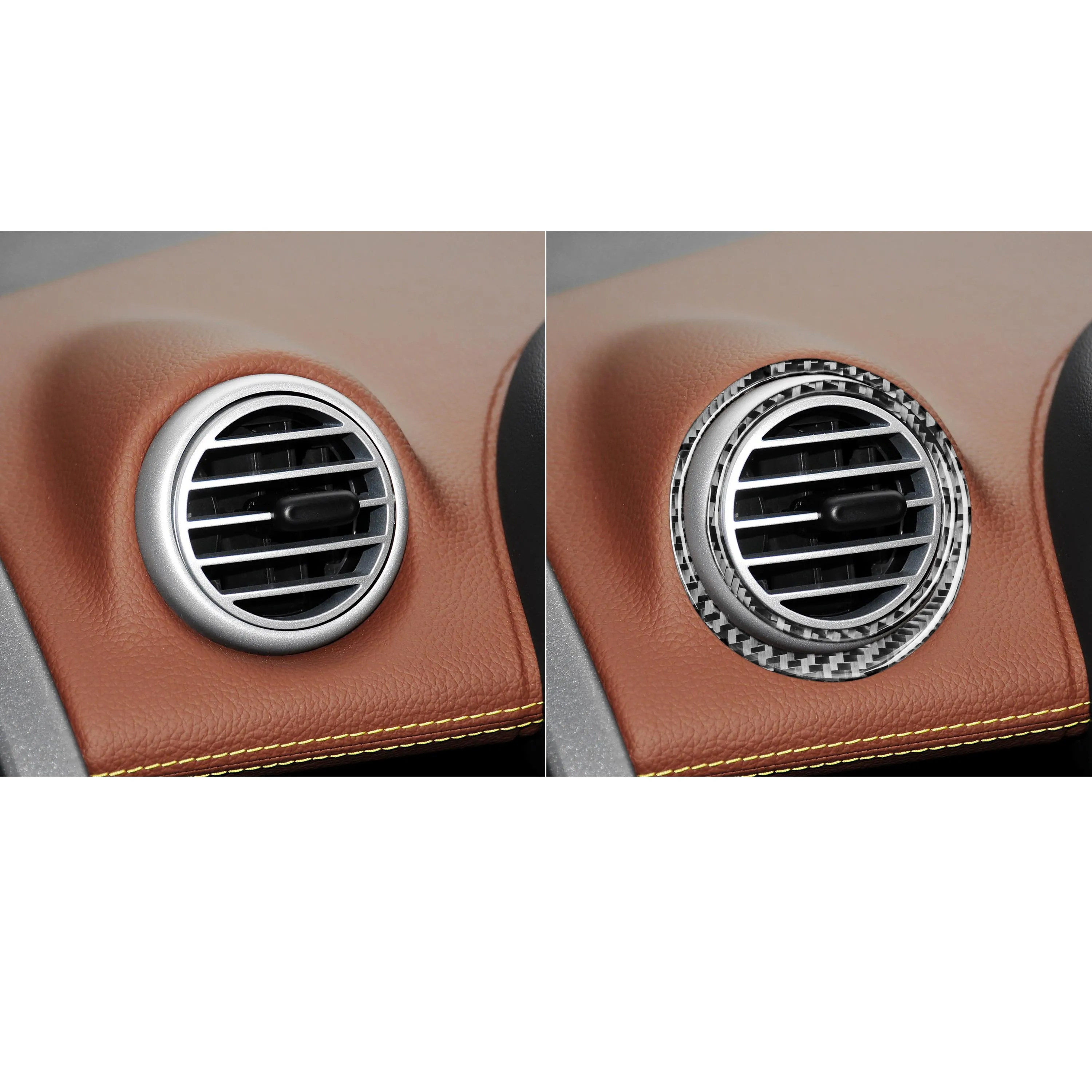 Carbon Fiber For Benz Smart Fortwo 2011-2015Car Left Right Dashboard AC Air Vent Outlet  Trim Car Sticker Interior Accessories ﻿
