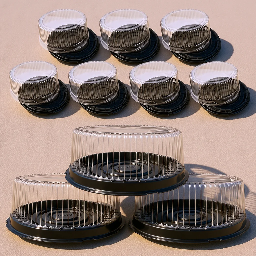 

8inch Clear Cake Containers with Lids 10Pcs Plastic Food Storage Boxes for Slices Kitchen Baking Packaging Holders