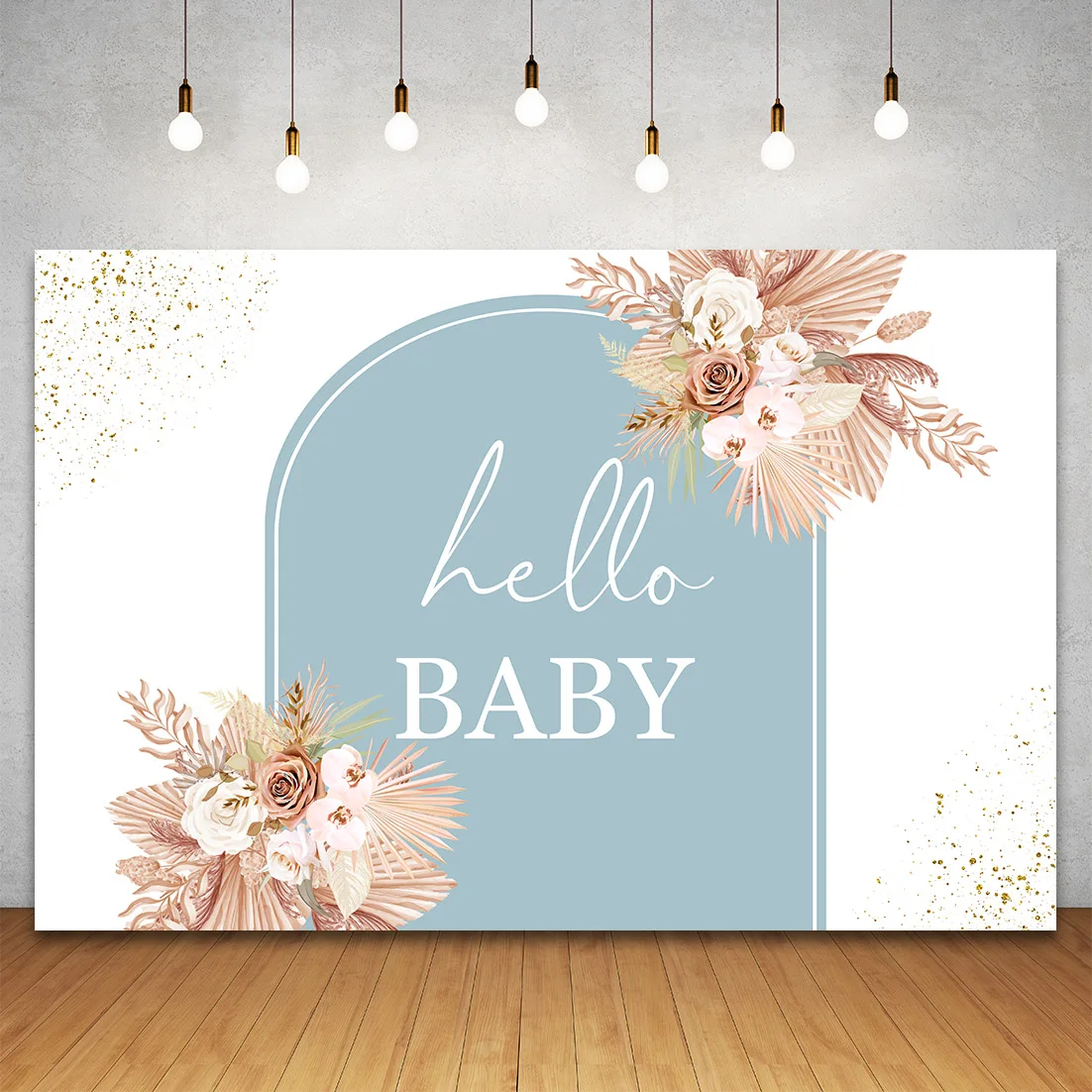 Customize Name Pink Backdrop Pampas Grass Background for Baby Shower Floral Photo Booth Personalize DIY Baby Shower Decor Banner