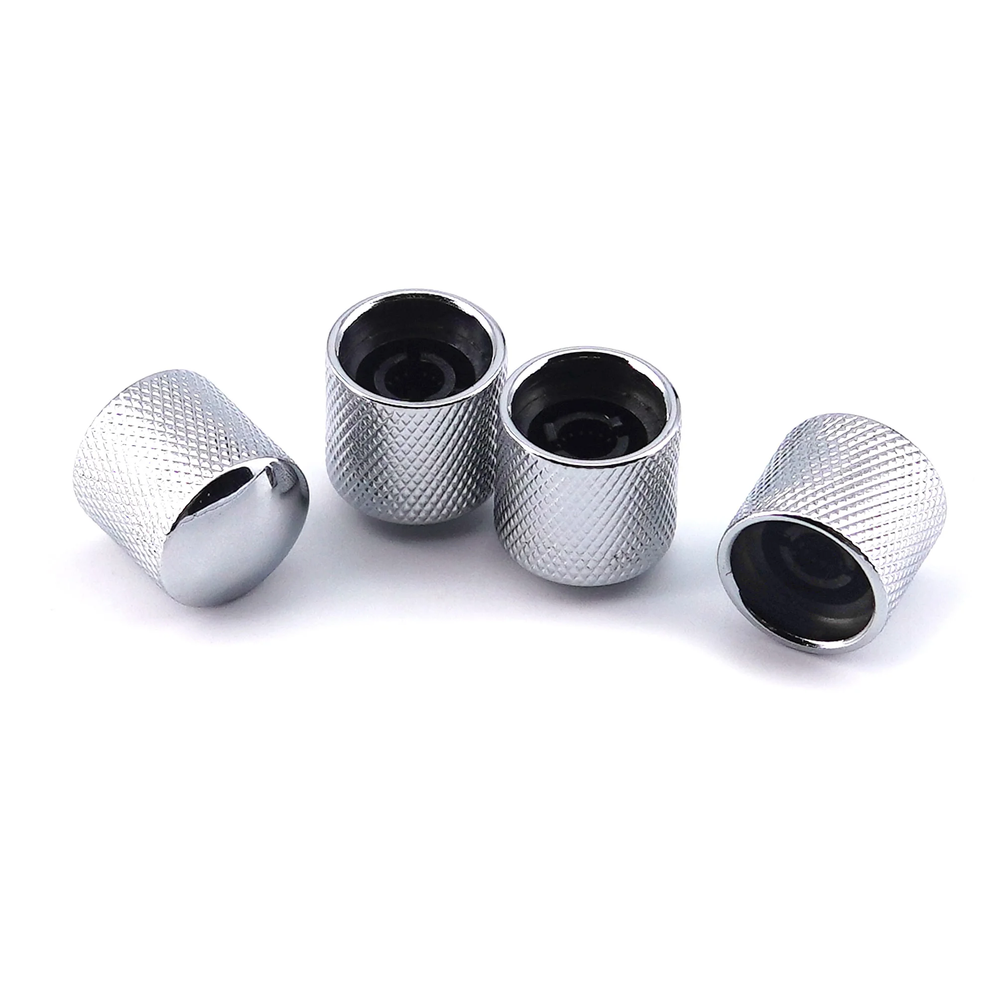 FLEOR 4pcs Dome Top Guitar Bass Metal Knobs Control Knobs Chrome /Black Choose view 4