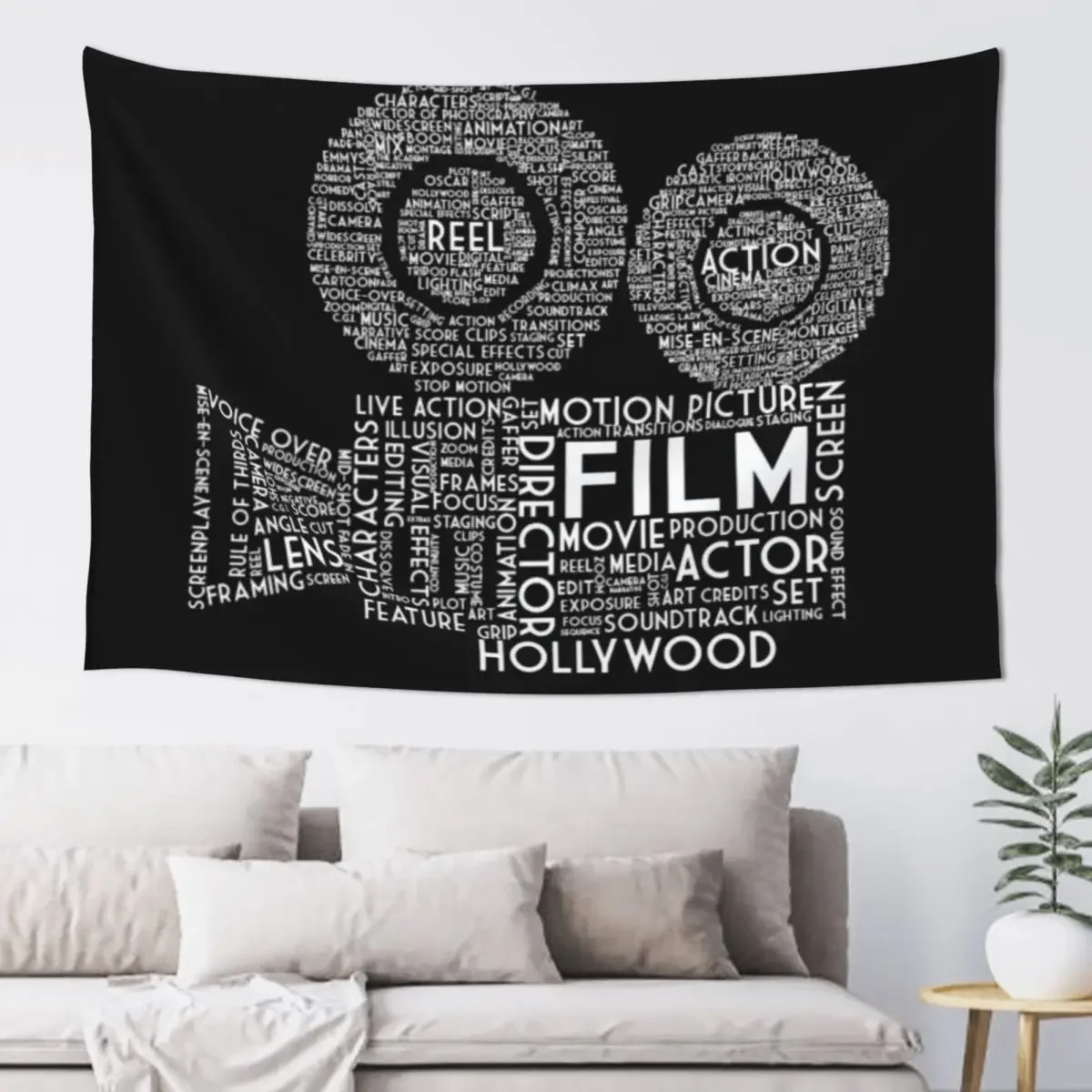 

Film Camera Typography - White Tapestry Room Design Wall Mural Home Decoration Accessories Decoration Room Tapestry