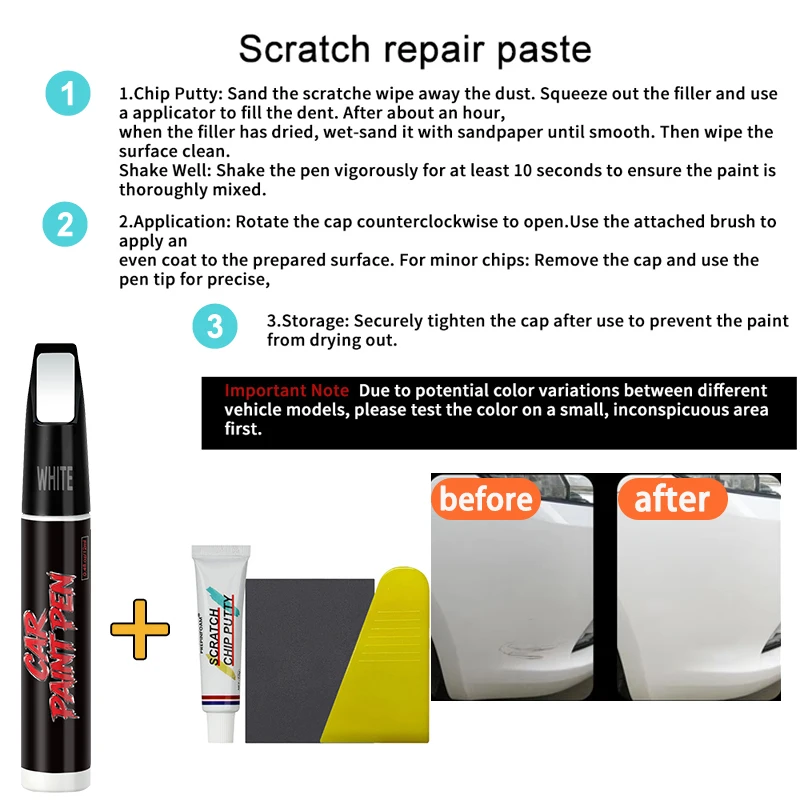 قلم مزيل خدوش السيارة قلم إصلاح الطلاء اللمس لخدوش السيارة مجمع مرمم الطلاء لجميع ألوان السيارات P118 #6