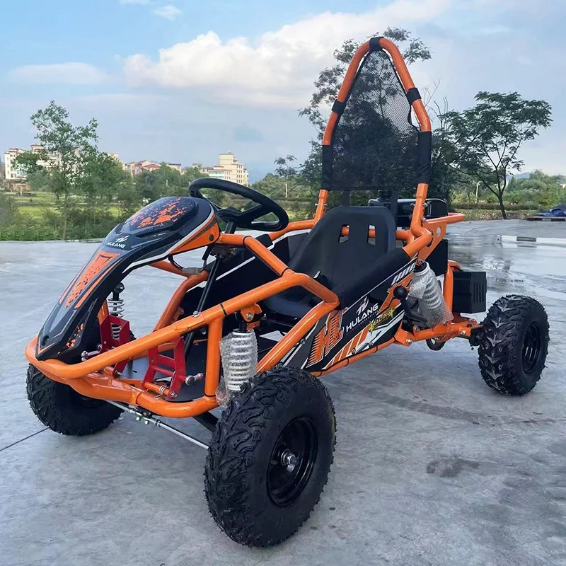 

125CC Gas Power Kids Teenagers Electric Start Go Kart 50km/h Chain Drive Adjust Seat All-Terrain Entertain Commercial Rental