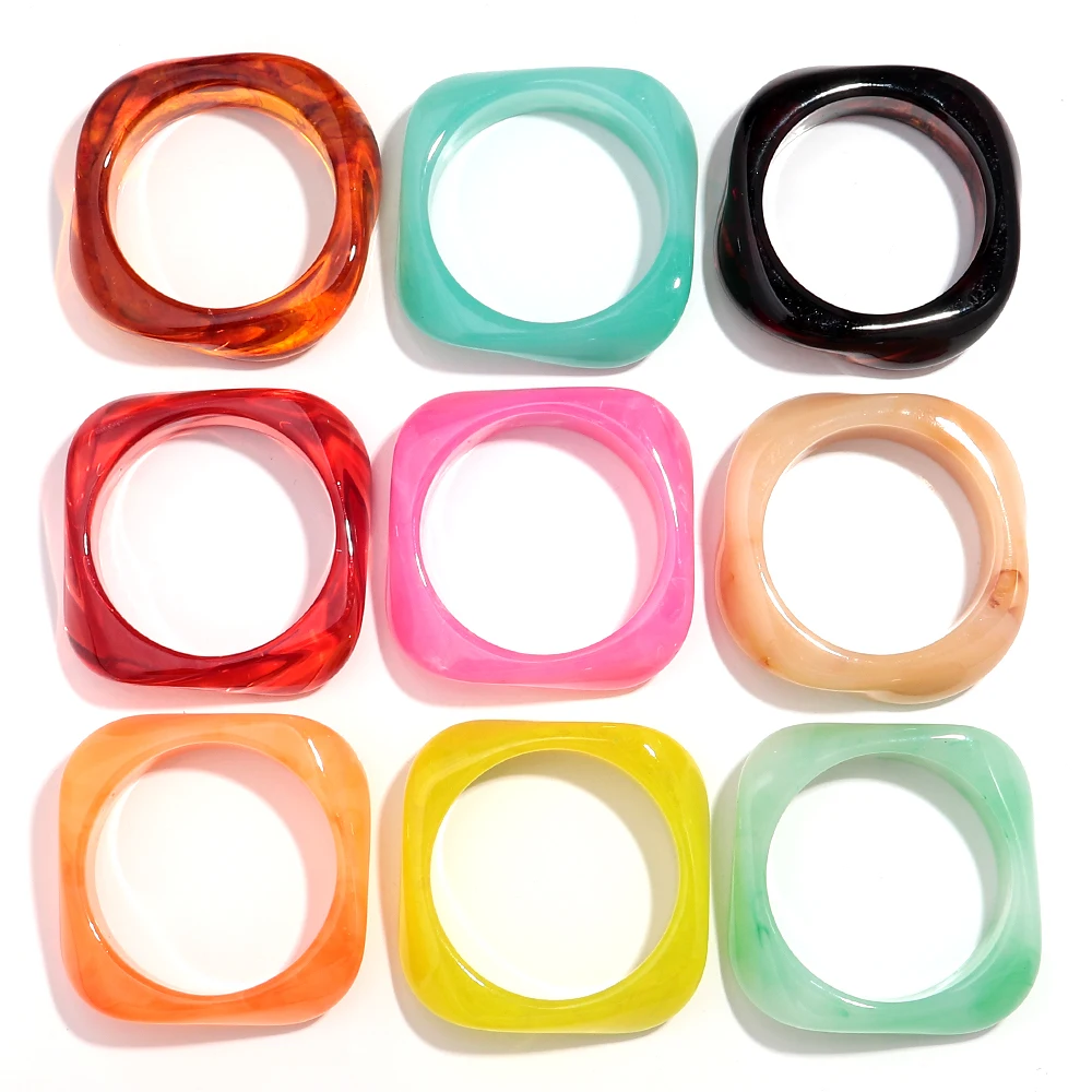 Vintage Acryl große bunte geometrische unregelmäßige Armreifen für Frauen trendige Harz breite Manschette Armreifen Armbänder 2025, Modeschmuck – Detail 12