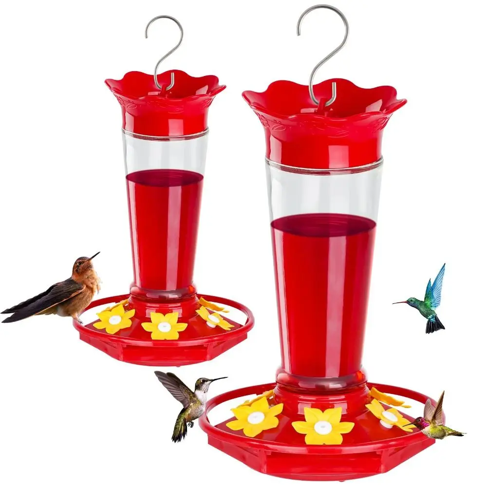 Comedero para Colibríes Colgante de Alta Calidad, 5 Puertos de Alimentación con Gancho, Comedero de Néctar Rojo, Resistente a las Abejas, para Exteriores