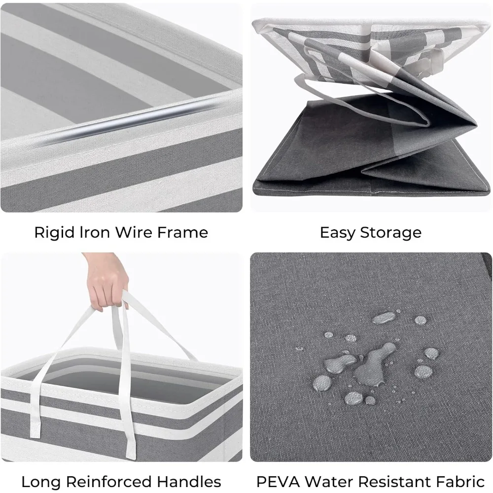 

Большая складная корзина для белья объемом 88 л, водонепроницаемая отдельно стоящая корзина с удлиненными ручками для хранения семейного общежития, градиент серого цвета