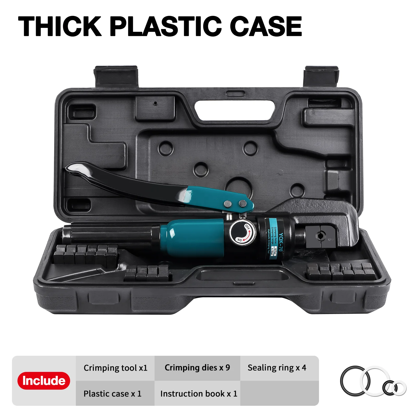 4-70 mm² Handbetriebene hydraulische Crimpzange, für Kabelschuhe, Hydraulische Crimpzange für den Heimgebrauch, Kabelschuhwerkzeug mit 8 Paar Matrizen – Detail 4