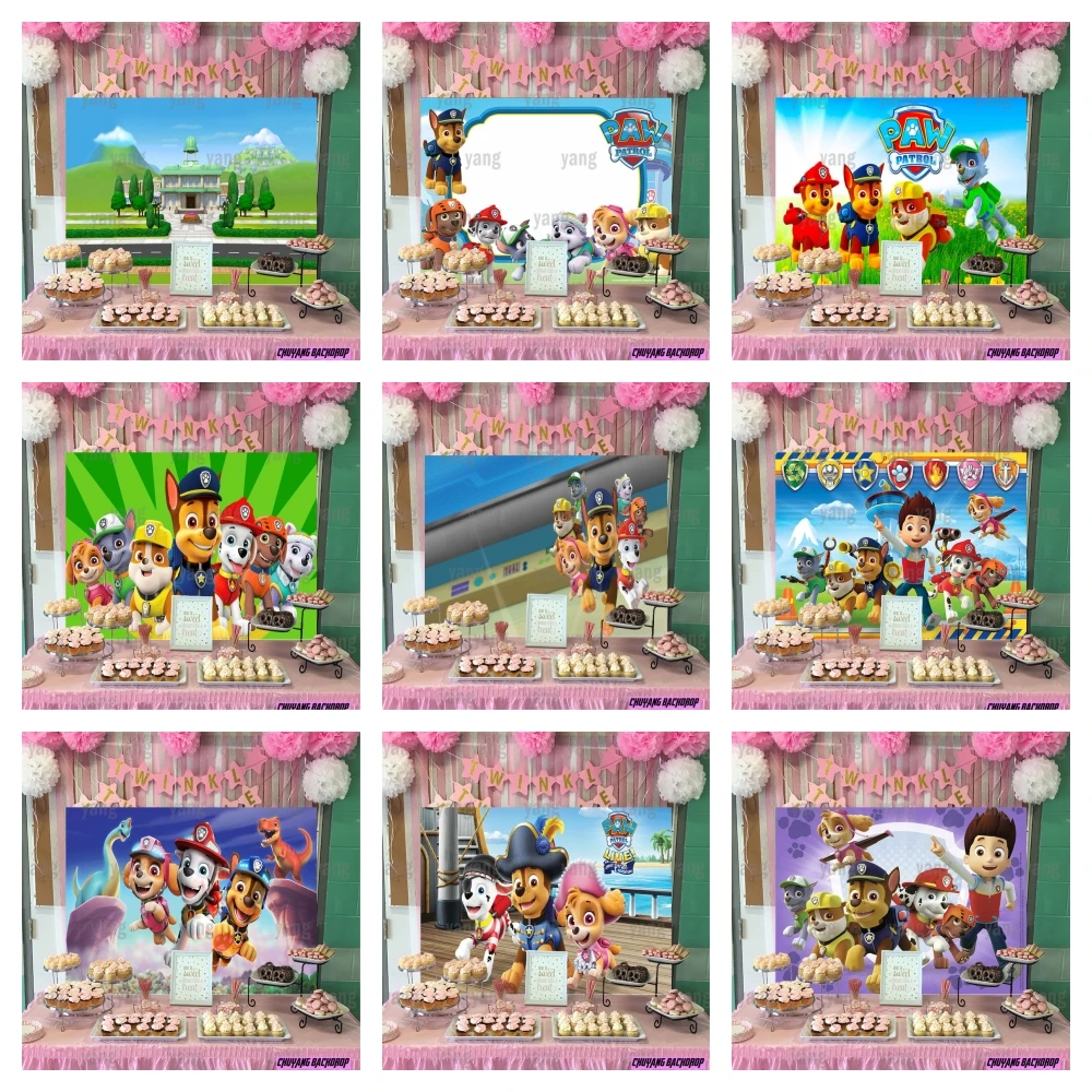 Repair Rescue Dog Rocky Marshall Skye Dogs Paw Patrol Chase Backdrop Boys Girls Birthday Party Baby Shower Background Banner