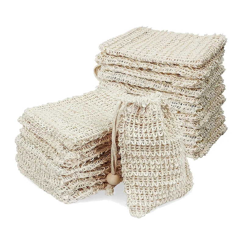 20 Pack Soap Exfoliating Bag,Soap Saver Made Sisal Mesh Soap Bag Bar Soap Bag With Drawstring For Bath & Shower Use