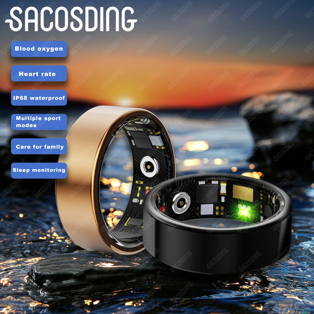 2025 New Health Smart Ring Sleep Monitoring Heart Rate Blood Oxygen Monitor Sport IP68 Waterproof Remote Camera For IOS/Android