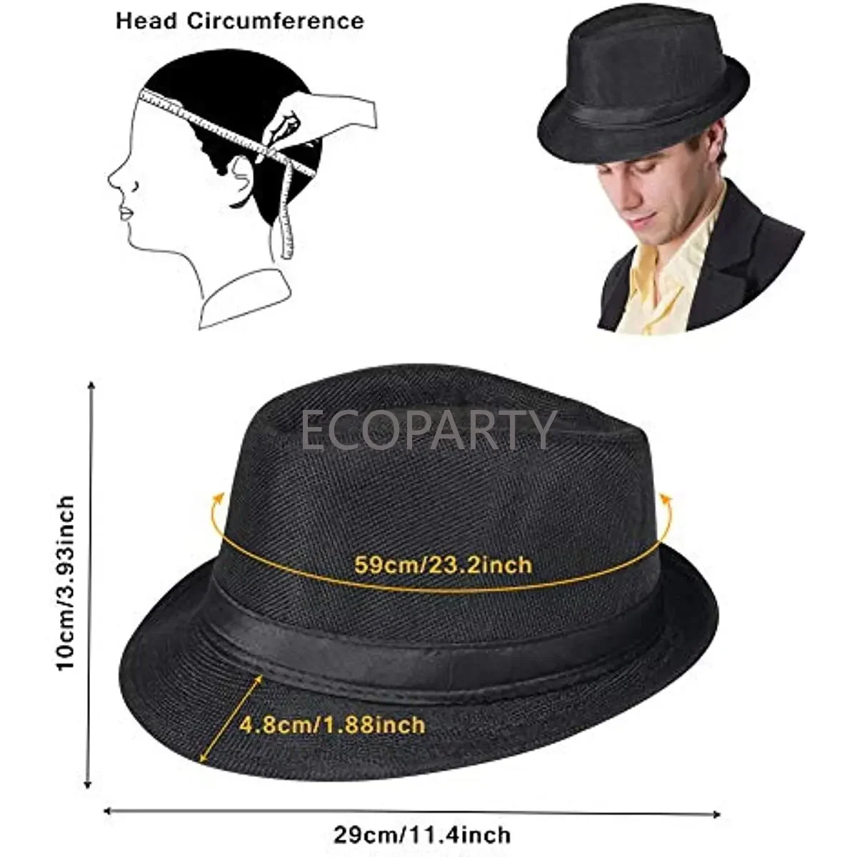 1920s Men's Theme Party Beret Top Hat with Bow Tie Pocket Watch Beard Gatsby Gang Clothing 6 Men's Accessories Set