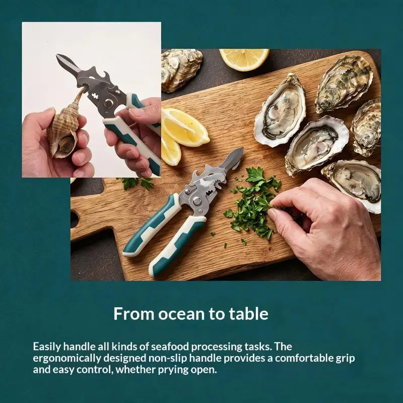 Thickened Stainless Steel Oyster Shucking Knife Non Slip Handle Multi Purpose Shellfish Seafood Opener Supply